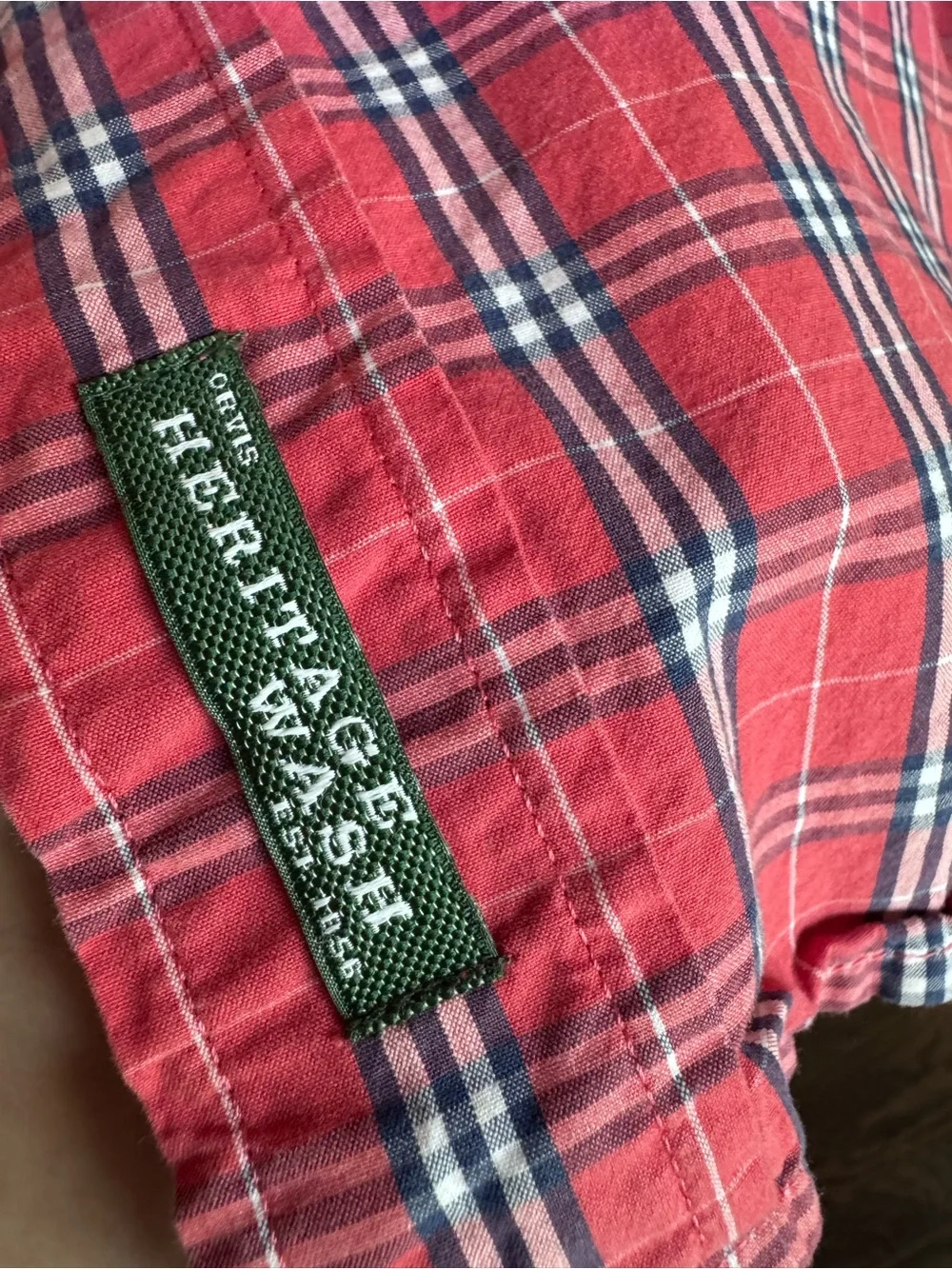Orvis Red and Blue Plaid Button-Down Shirt